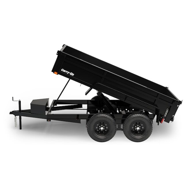 Large dump trailer with the bed tilted up