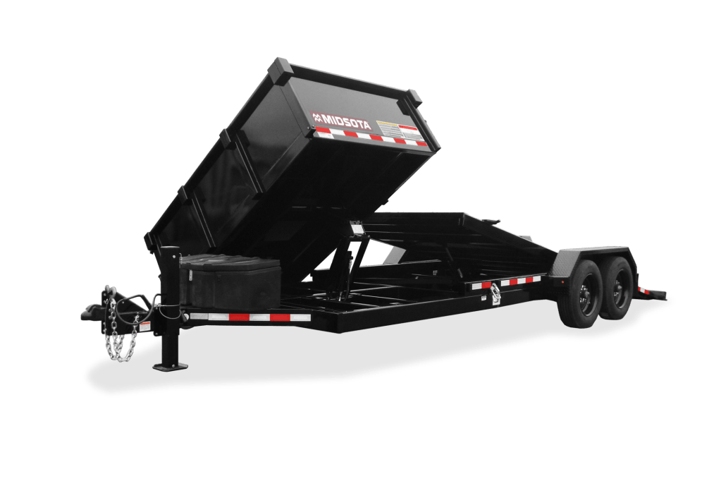 Small dump trailer with the bed tilted up